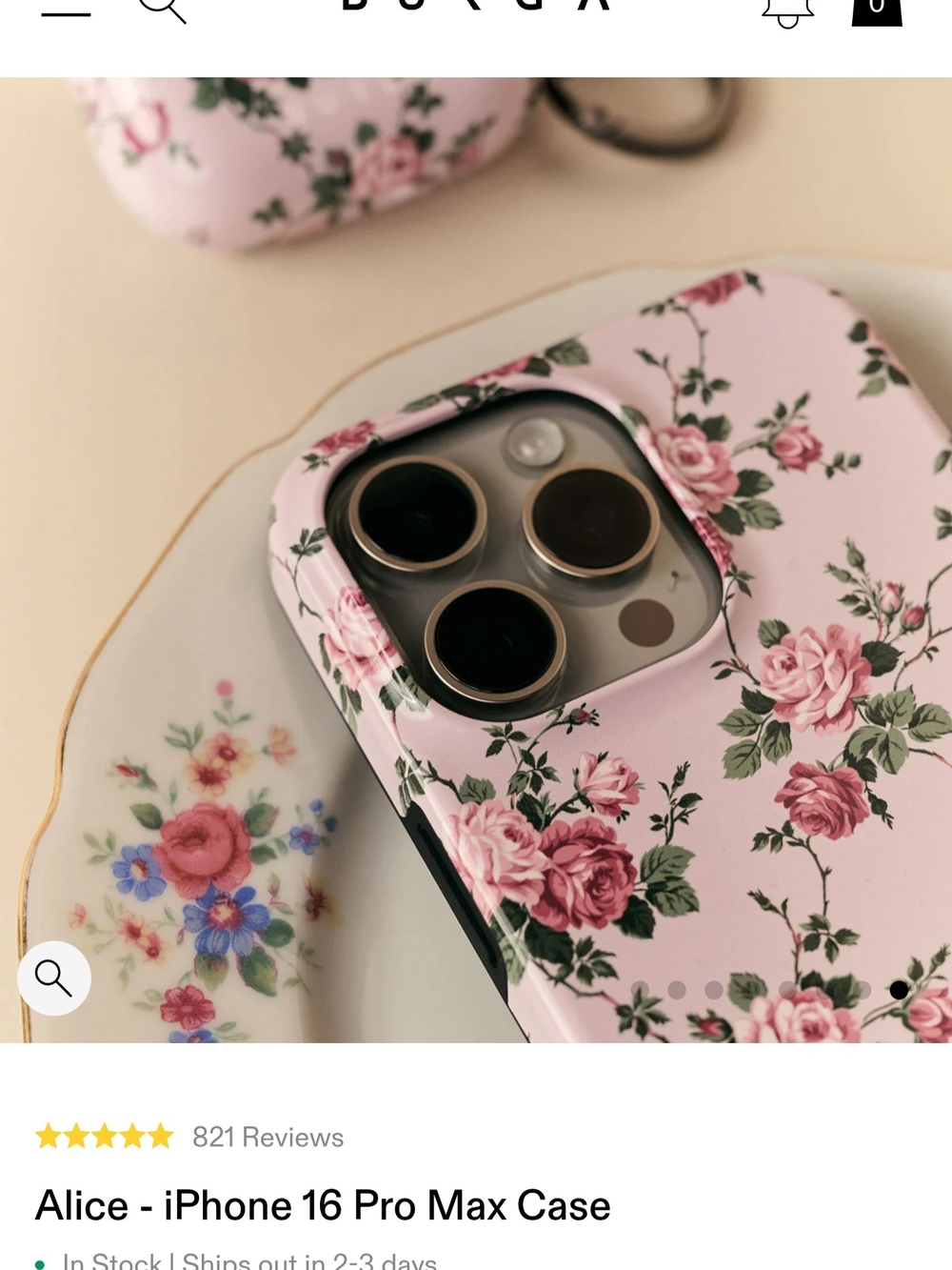 Alice Floral iPhone 16 Pro Max Case — Pink Rose Pattern - Tough MagSafe - Picture 6 of 7